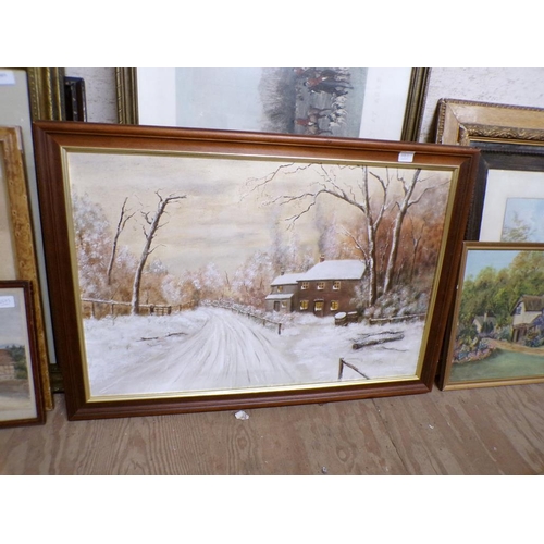 156 - FRAMED OILS AND PRINTS TO INCL HUNTING