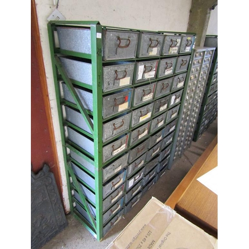 551 - LARGE BANK OF METAL DRAWERS