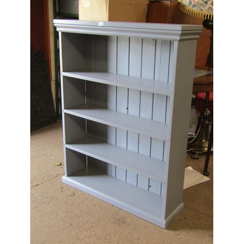 567 - BLUE BOOKCASE, 82.5cm w, 107.5cm h, 24cm d