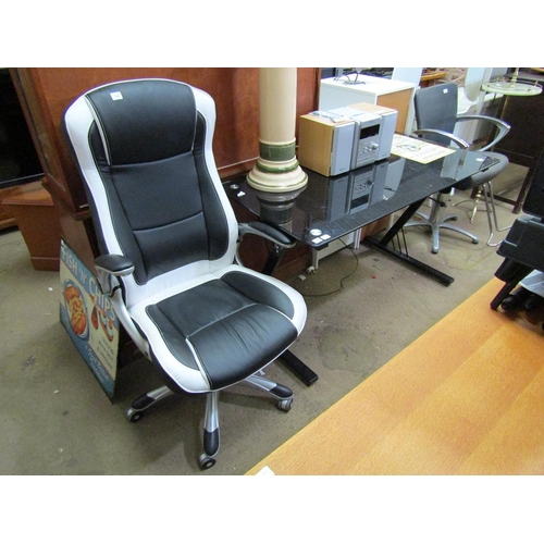 648 - GLASS TOP DESK AND OFFICE CHAIR