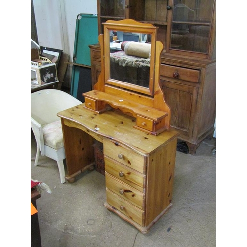 695 - PINE DRESSING TABLE AND MIRROR