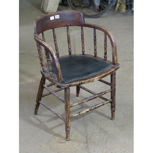 713 - VICTORIAN SPINDLE BACK CAPTAINS CHAIR