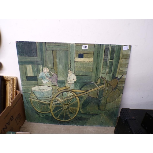 408 - OIL ON BOARD, GILT FRAMED SIGNED MORRIS BLOCKLEY