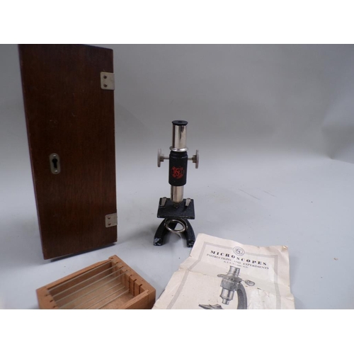 1338 - MICROSCOPE IN CASE, 28CM