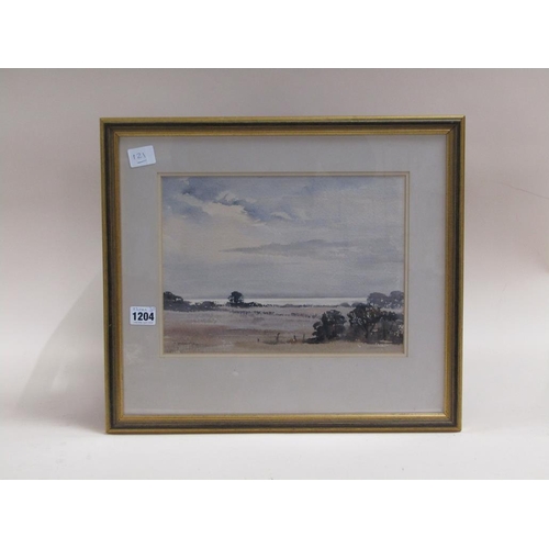 1204 - DOREEN ALLEN - EVENING LIGHT ACROSS THE WASH, SIGNED, F/G, WATERCOLOUR, 22CM X 30CM