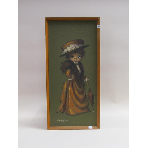 1209 - BARRY LEIGHTON-JONES - LADY IN WAITING, PAINTING ON BOARD SIGNED, FRAMED, 83CM X 37CM