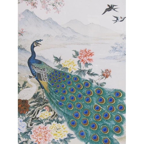 1216 - WIE TSENG YANG - THE AWAKENING OF SPRING, ORIENTAL FRAMED COLOURED PRINT , F/G, 55CM X 29CM; BOTANIC... 