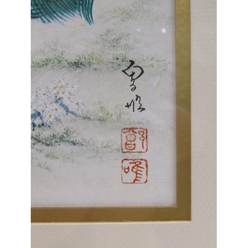 1216 - WIE TSENG YANG - THE AWAKENING OF SPRING, ORIENTAL FRAMED COLOURED PRINT , F/G, 55CM X 29CM; BOTANIC... 