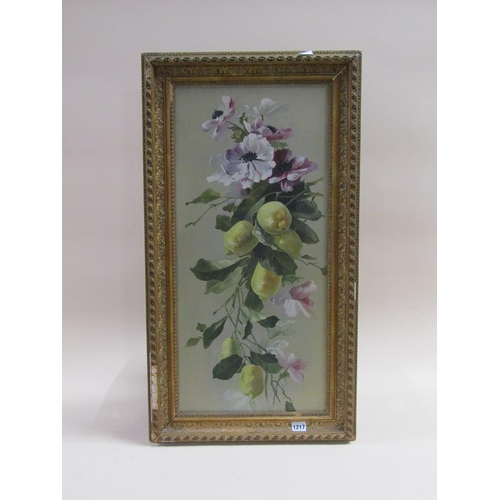 1217 - MONO P.A - FRUIT AND FLOWERS, LATE 19C/EARLY 20C F/G WATERCOLOUR, 72CM X 33CM