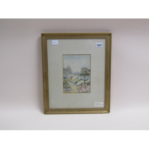 1227 - ALFREDA BERESFORD 1924 - THE SUNDIAL, SIGNED WATERCOLOUR, F/G, 21CM X 15CM