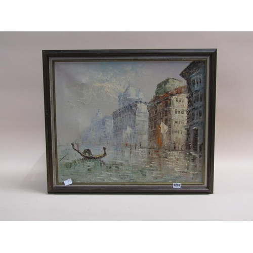 1228 - T ROSSI - VENETIAN CANAL SCENE, SIGNED OIL ON CNAVAS, FRAMED, 50CM X 60CM