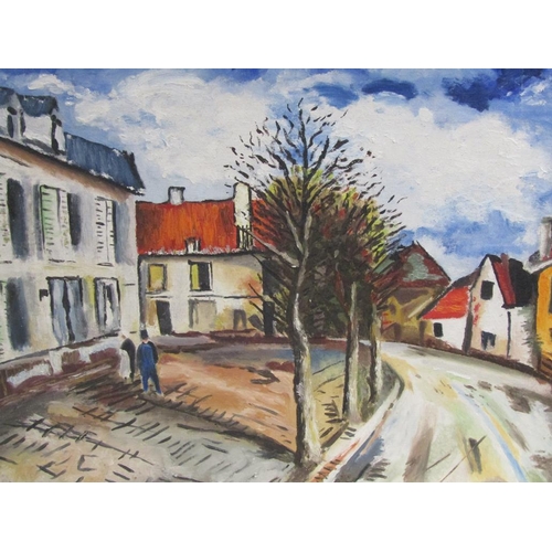 1235 - A.S LAKE - THE VILLAGE SQUARE, FRANCE, OIL ON BOARD, FRAMED, 49CM X 59CM