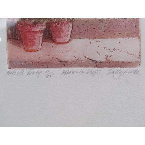 1253 - SALLY NORTH - ARTISTS PROOF PRINT, BLOOMIN STEPS, F/G, 13CM X 10CM