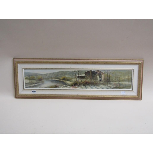 1261 - NINO ZAPPI - NORTHERN EUROPEAN RIVERSCAPE WITH ADJOINING HOMESTEAD, SIGNED OIL ON BOARD, FRAMED, 14C... 