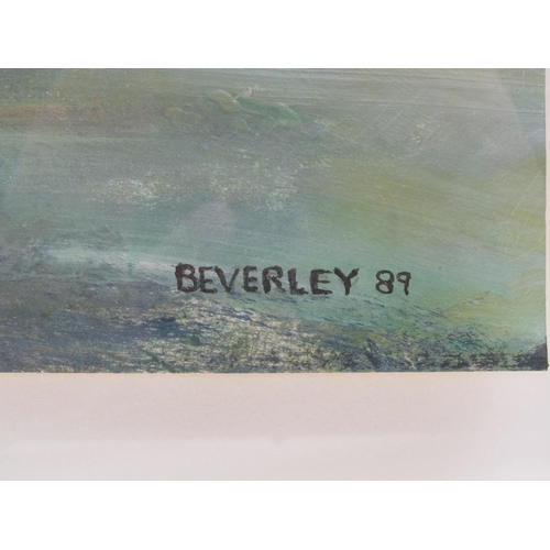 1268 - BEVERLEY 89 - THE SURFER, OIL ON PANEL, F/G, 45CM X 63CM