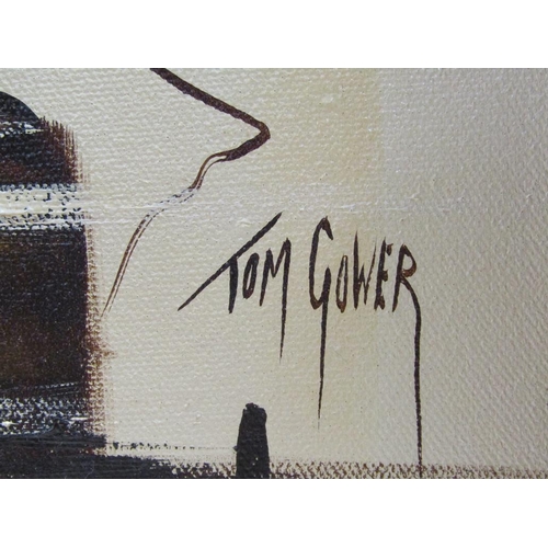 1271 - TWO PAINTINGS - TOM GOWER - CALMED MAN OF WAR & BRIAN FLINT - BEACHED FISHING BOAT