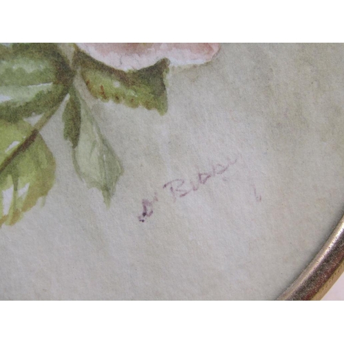1294 - H BIBBY - PAIR OF OVAL FRAMED FLORAL PAINTINGS, EACH 20CM X 15CM ; THREE SMALLER FLORAL PAINTINGS
