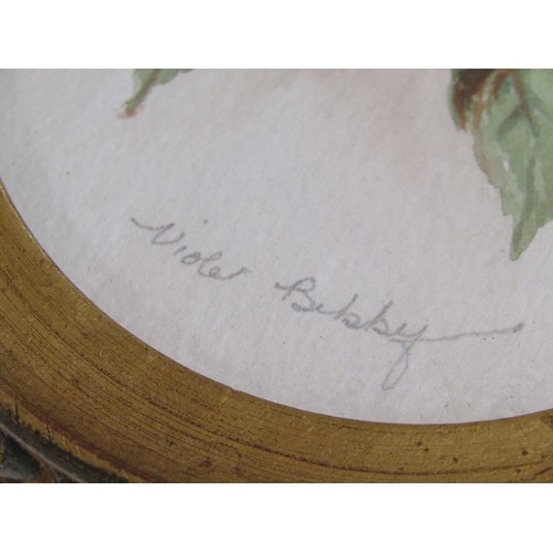 1294 - H BIBBY - PAIR OF OVAL FRAMED FLORAL PAINTINGS, EACH 20CM X 15CM ; THREE SMALLER FLORAL PAINTINGS
