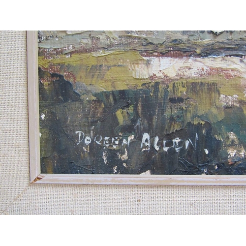 1298 - DOREEN ALLEN - OVERY STAIRTHE, SIGNED OIL ON BOARD, FRAMED, 24CM X 34CM