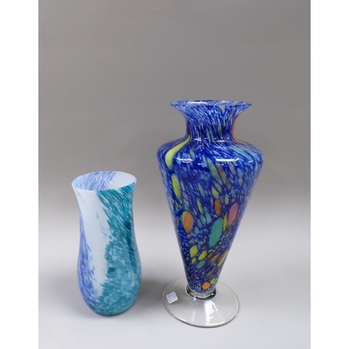 1873 - TWO ART GLASS VASES - LARGEST 33CM H