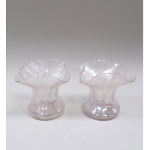 1874 - ART NOUVEAU IRIDESCENT GLASS VASES 11CM H