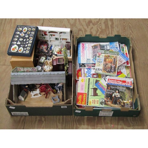 486 - DOLLS HOUSE MAGAZINES, DOLLS HOUSE AND ACCESSORIES