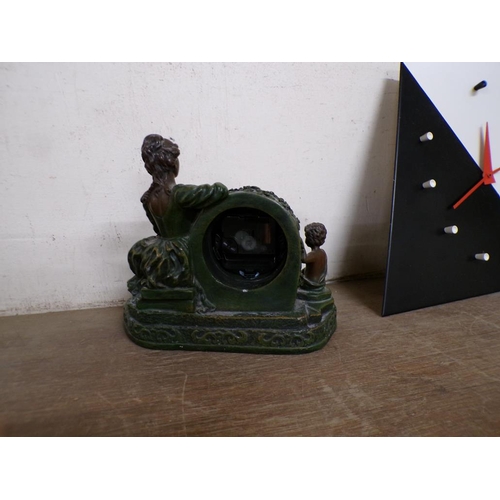 22 - BRONZED FIGURAL MANTEL CLOCK