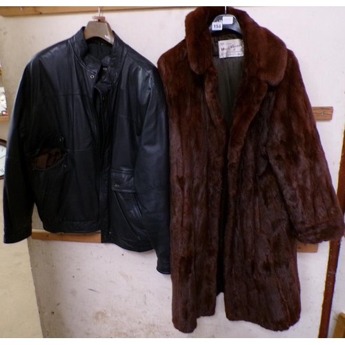 158 - LEATHER JACKET; FUR COAT