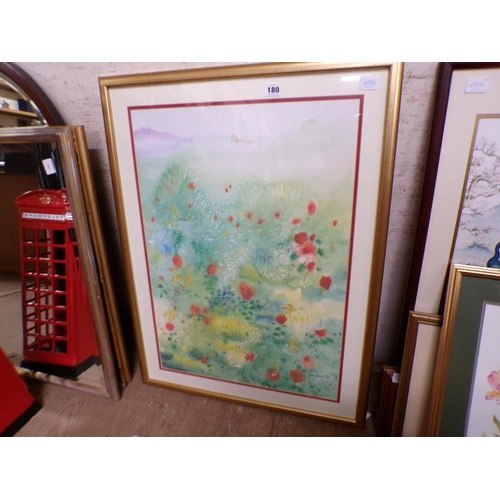 180 - FRAMED WATERCOLOURS, MIRRORS AND PICTURES