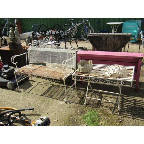 1068 - GARDEN BENCH, TABLE ETC.