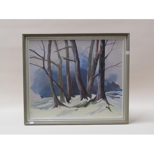 1203 - OLIVE WALKER - WINTER TIME SNOW SCENE WITH WOODLAND, SIGNED IN MONO, OIL ON CANVAS, FRAMED, 62CM X 7... 