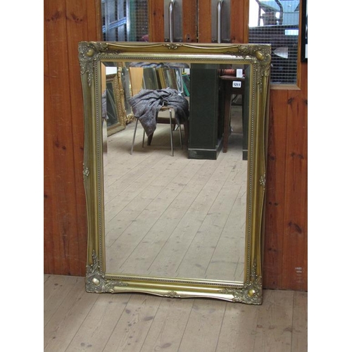 1211 - GLIT FRAMED BEVEL EDGE WALL MIRROR, 106CM X 76CM