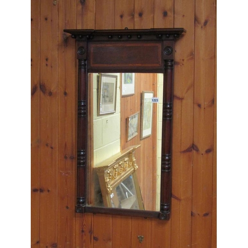 1223 - LATE GEORGIAN MAHOGANY OVERMANTEL/ WALL MIRROR, 80CM X 44CM