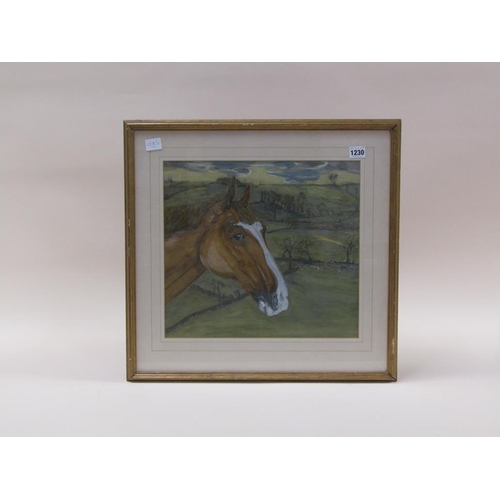 1230 - MONO DRS 1971 - THE HORSE WITH DISTANT HOUNDS, F/G WATERCOLOUR, 35CM X 39CM