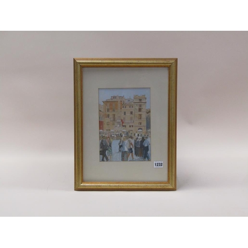 1232 - J BLEAZARD 2001- PIAZZA PANTHEONN, ROME, SIGNED WATERCOLOUR, F/G, 25CM X 17CM