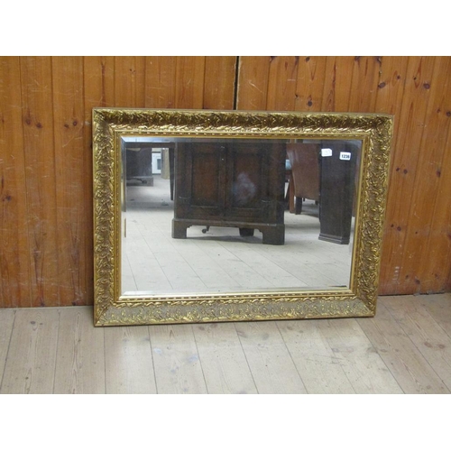 1236 - MOULDED GILT FRAMED BEVEL EDGE WALL MIRROR, 67CM X 82CM