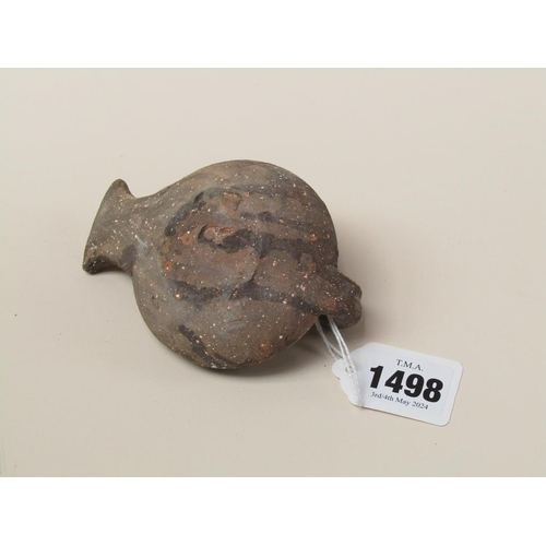 1498 - ANTIQUE TERRACOTTA OIL LAMP