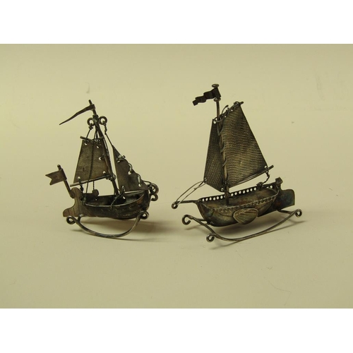 1503 - TWO SILVER BOATS, ONE BEARING HALLMARKS FOR CHESTER 1909, THE OTHER DUTCH