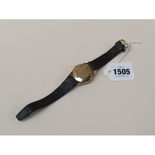 1505 - SMITHS DELUXE GENTS 9ct GOLD WATCH ON LEATHER STRAP