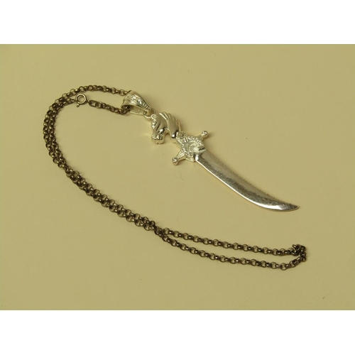 1531 - SILVER SWORD PENDANT AND CHAIN