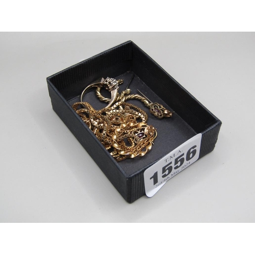 1556 - SMALL BOX OF 9ct (12g) AND OTHER JEWELLERY