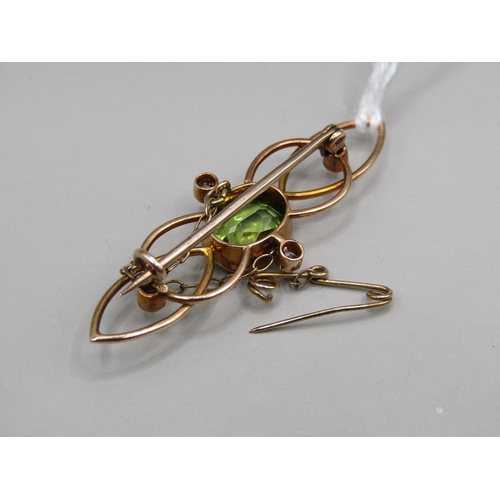 1571 - GOLD DIAMOND PERIDOT BROOCH