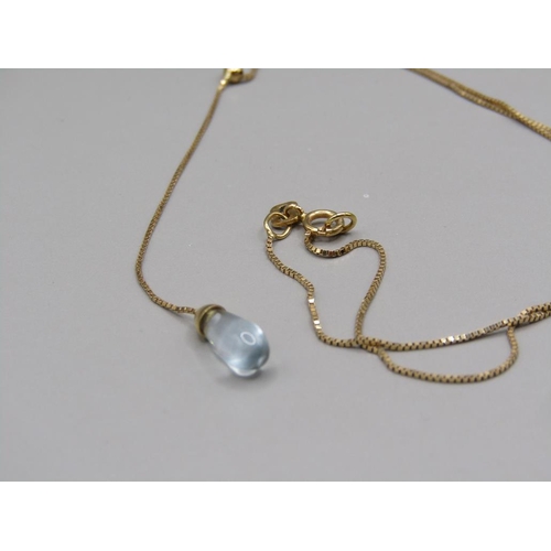 1577 - 18ct GOLD NECKLACE WITH ATTACHED GLASS PENDANT 1.4g