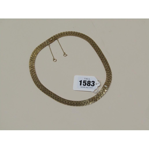 1583 - 9ct GOLD FLAT LINK NECKLET, 43.8g