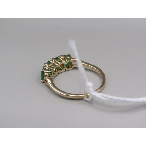 1598 - YELLOW GOLD EMERALD 4 STONE RING - SIZE P