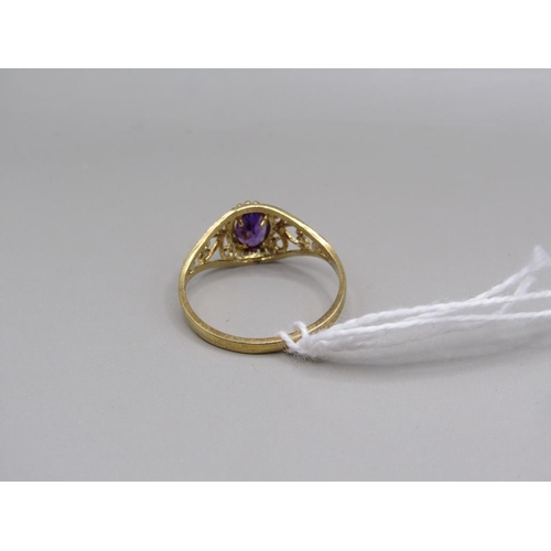 1603 - GOLD ON SILVER AMETHYST RING - SIZE R