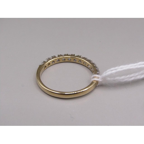 1609 - GOLD 13 STONE 1/2 ETERNITY DIAMOND RING - SIZE P