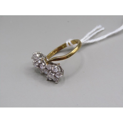 1613 - GOLD ON SILVER CZ TWIST RING - SIZE O