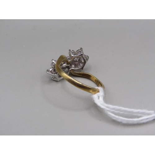 1613 - GOLD ON SILVER CZ TWIST RING - SIZE O