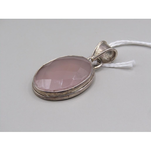 1621 - SILVER ROSE QUARTZ PENDANT